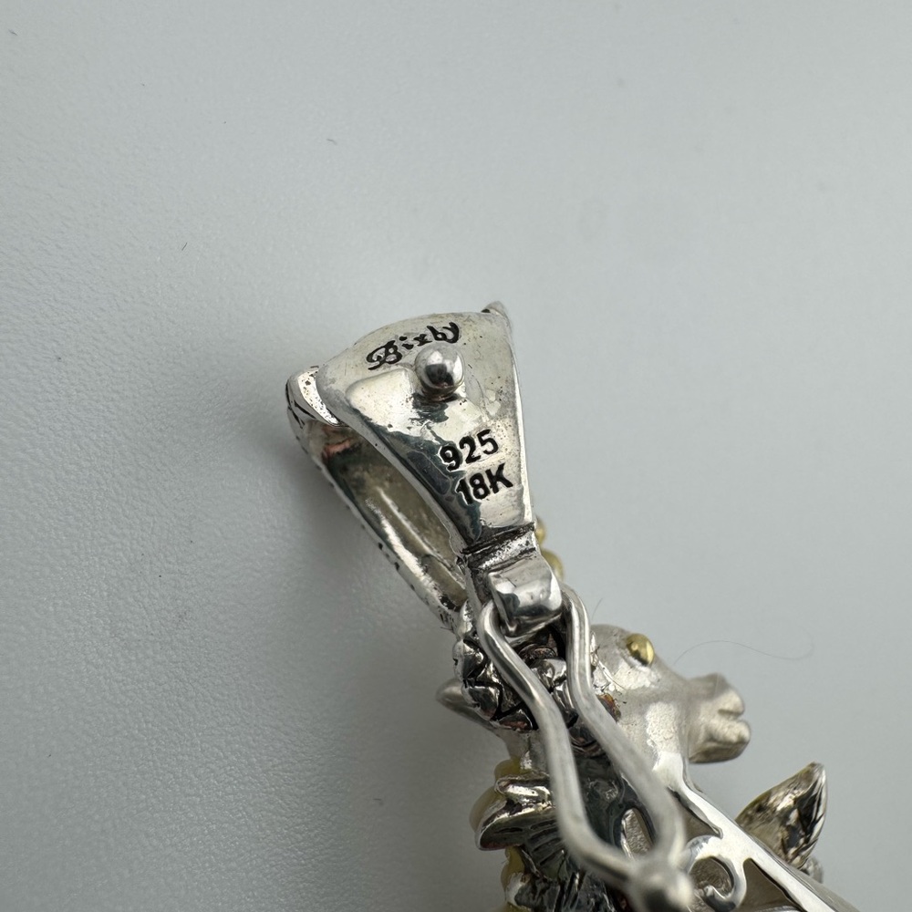 Barbara Bixby Sterling and 18 Karat Gold Unicorn Pendant Enhancer with Gemstones - Picture 5 of 11